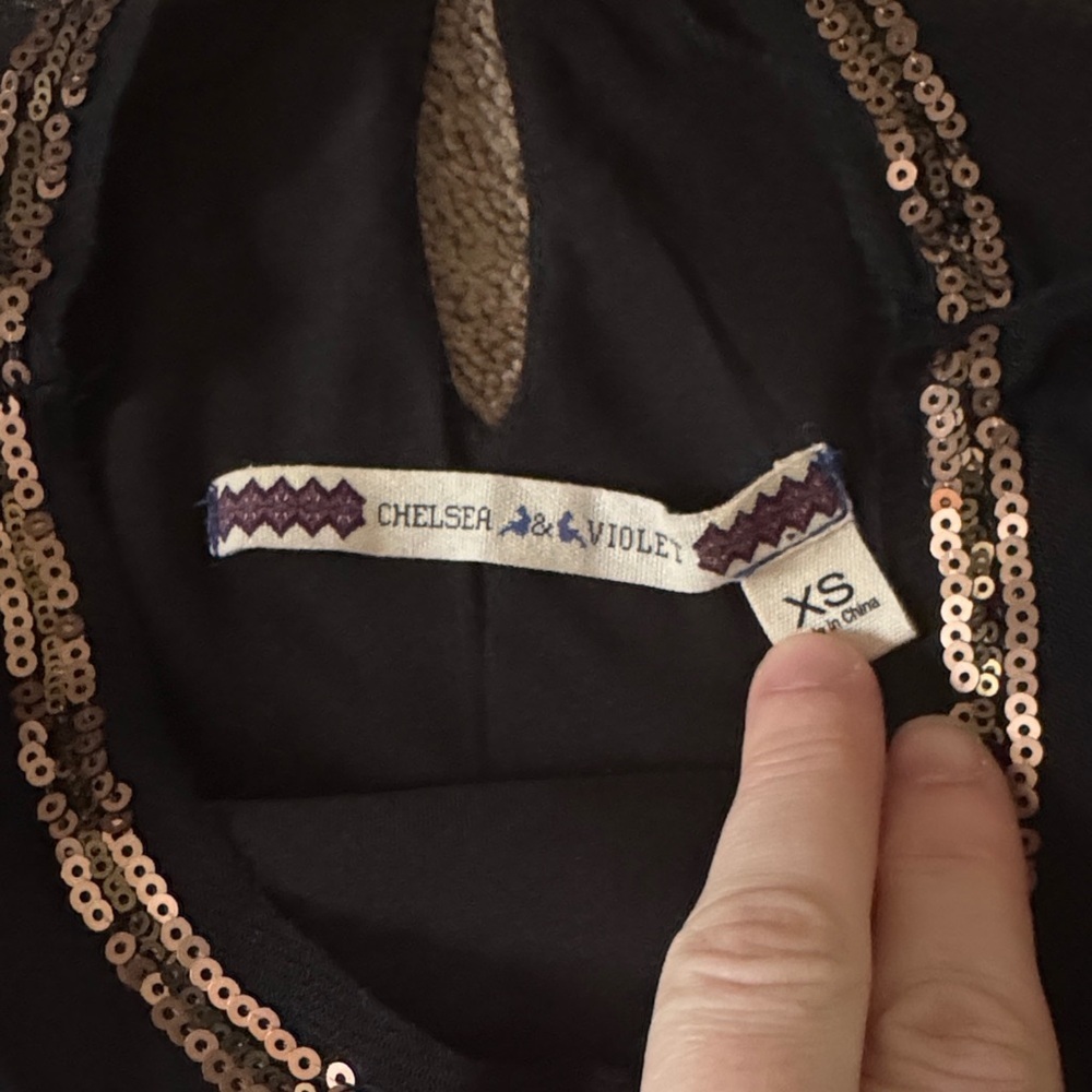 Chelsea & Violet Black and Gold Long Sleeve Dress - Picture 2 of 5
